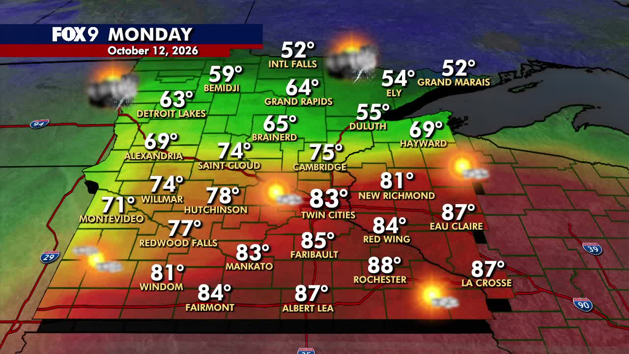 Minnesota weather: Summerlike warmth Monday before cooler Tuesday — FOX 9, Eagan Community news