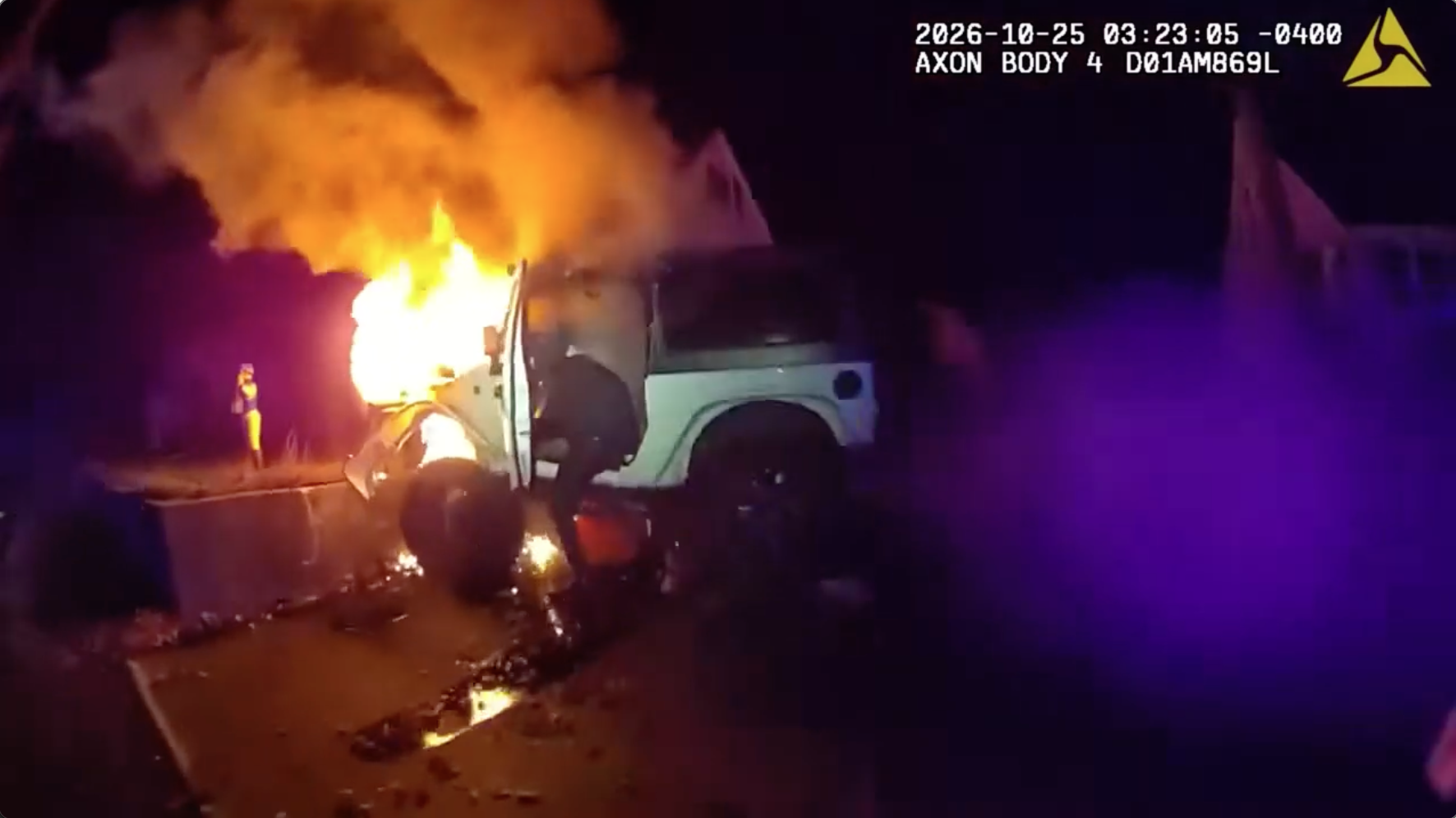 Bodycam video shows police rescuing man from burning Jeep after crash; driver facing multiple charges — FOX 9, Eagan Community news
